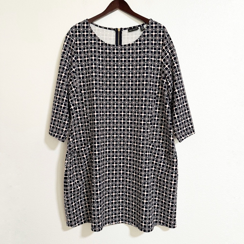 Nina Leonard Geometric Print Mod Shift Dress